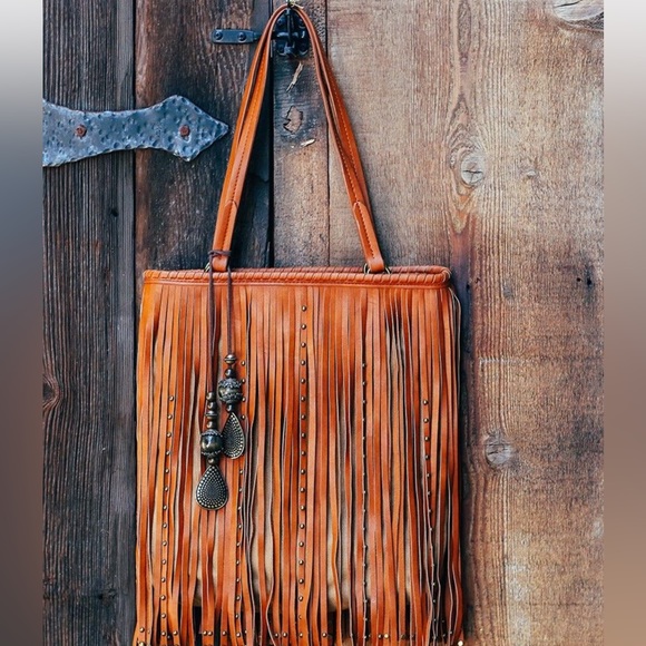 Charming Charlie Handbags - Charming Charlie Ryder Studded Fringe Handbag